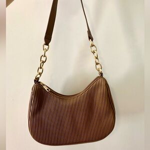 Brown leather shoulder bag